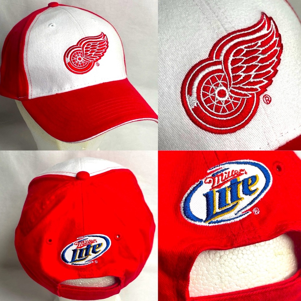 VTG ACME Detroit Red Wings x Miller Light Beer Stand Stadium Hat Adjustable Cap